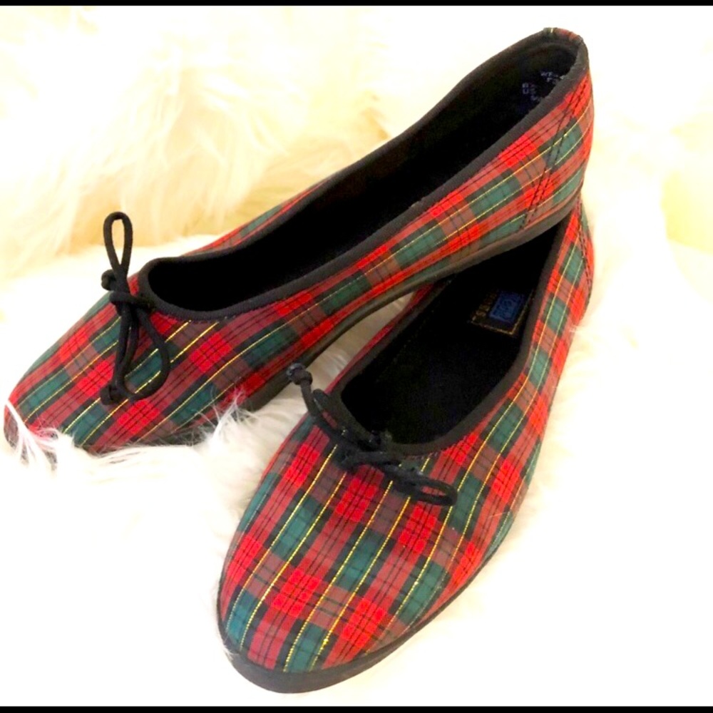 Keds ugly Christmas plaid slip on 8 1/2